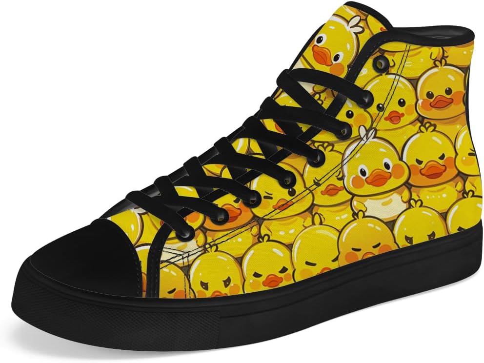 

Кеды на высокой подошве Chebing с уткой для мужчин и женщин, мультяшные кеды на высокой подошве, шнуровка, повседневная обувь, подарки для девушек и мальчиков, желтый