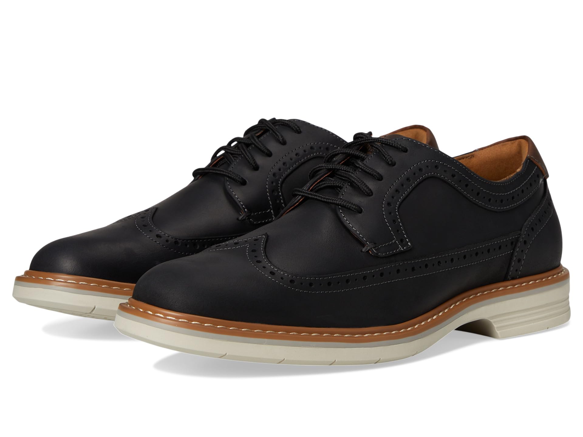 Туфли Florsheim Norwalk Wingtip Oxford, цвет Black Crazy Horse