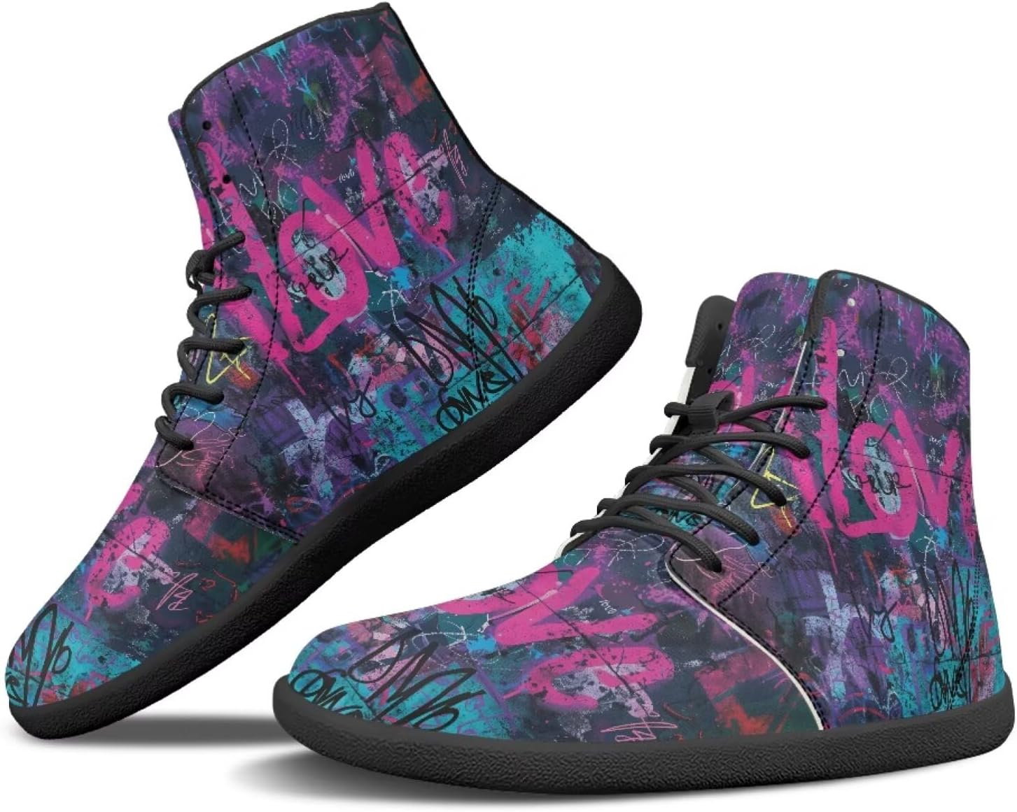 

Мужские высокие кеды Binienty с ощущением земли, ботинки из ПУ-кожи, минималистичные повседневные плоские кроссовки, Street Graffiti