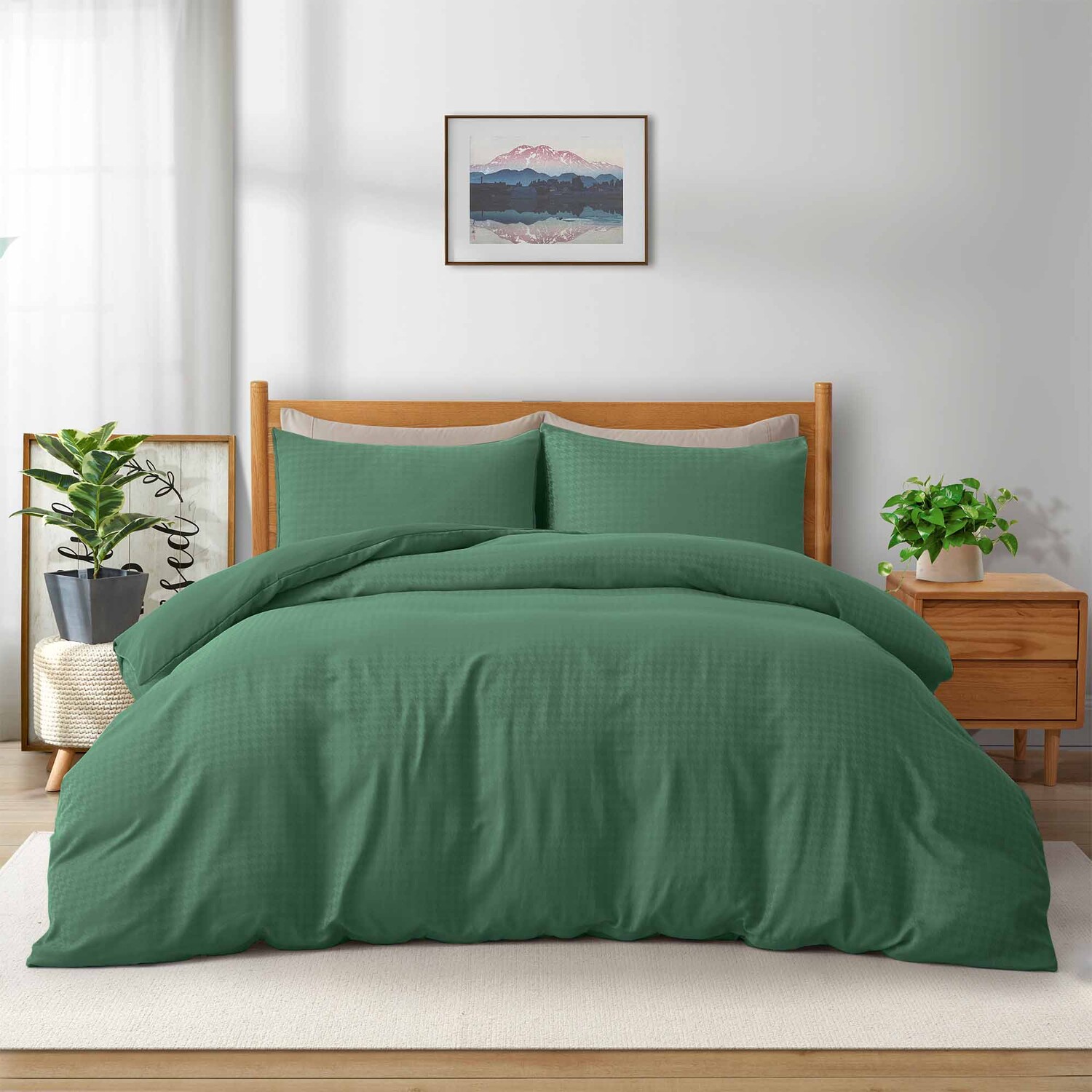 

Пододеяльник Peace Nest с наволочкой, цвет Swallow Grid Green