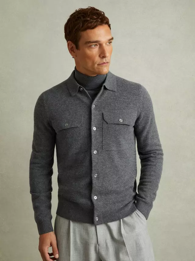 

Рубашка Reiss Pisa Wool Long, цвет grey/melange