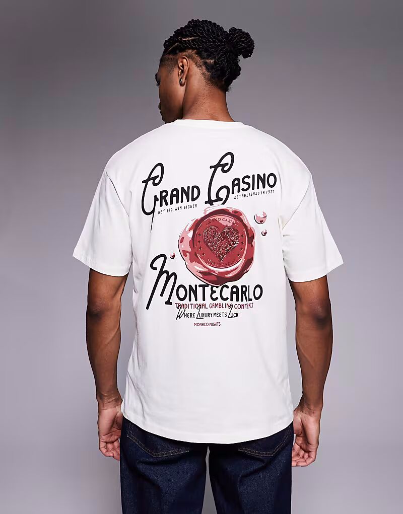 

Футболка оверсайз с сургучной печатью на спине кремового цвета Adpt, Бежевый, Футболка оверсайз с сургучной печатью на спине кремового цвета Adpt