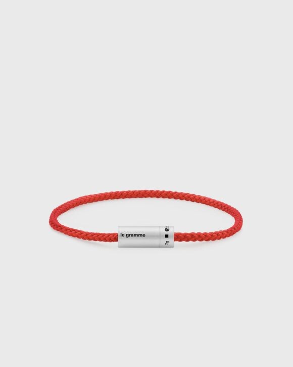 

Браслет Le Gramme 7G-Brushed-Sterling Silver-Red Nato-Cable-Bracelet, красный