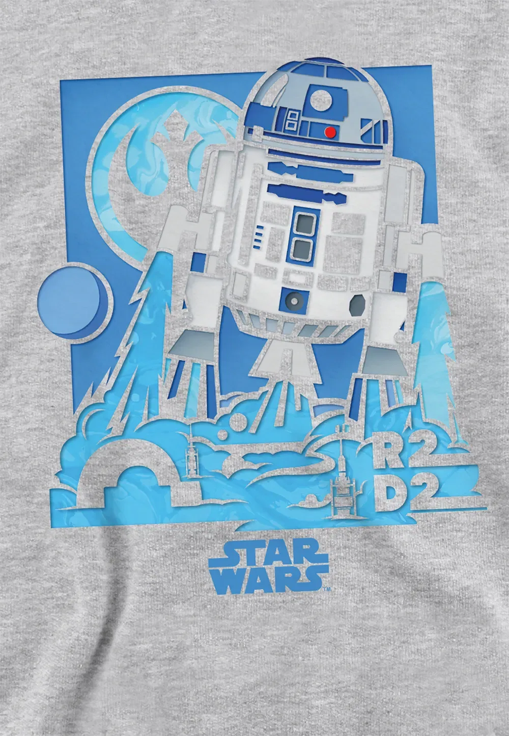 Детский худи Star Wars Papercut R2D2 Disney, серый — фото 2