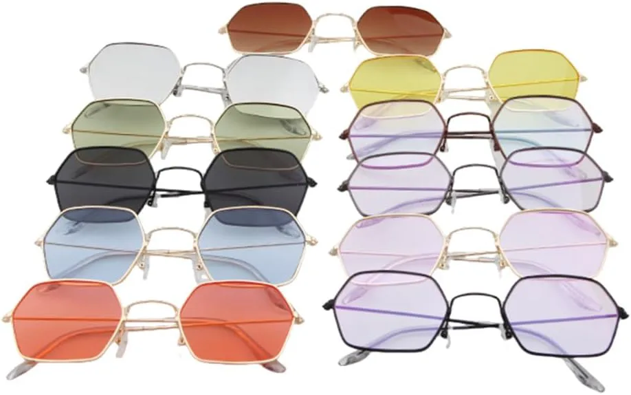 

Модные женские солнцезащитные очки в шестиугольной металлической оправе с зеркальными линзами, винтажные солнцезащитные очки для женщин generic, C5 Gold Yellow