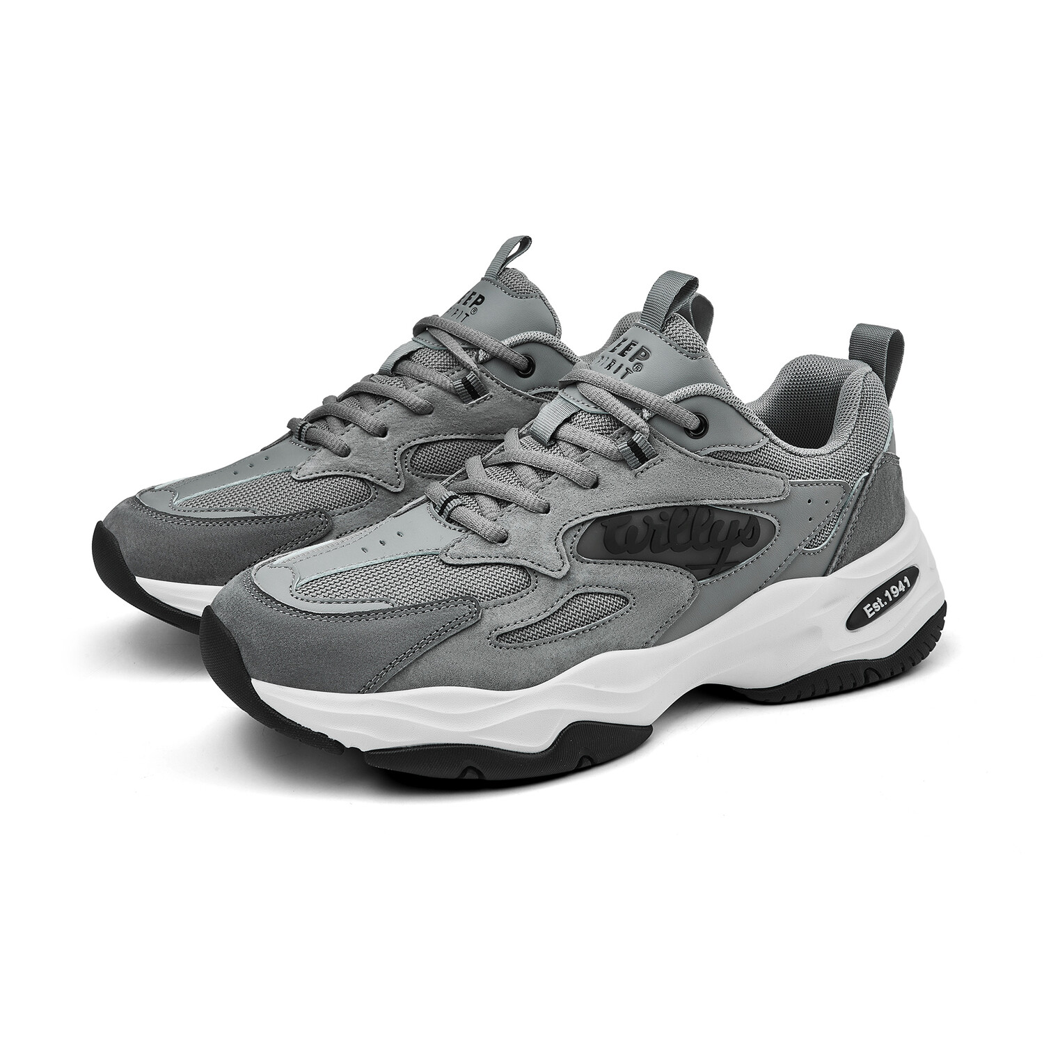 Кроссовки JEEP SPIRIT Chunky Sneakers Men Low-top Black/grey/white, серый — фото 3