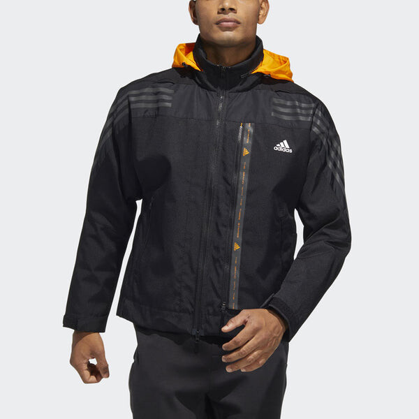 Куртка adidas Th 99 Pro Wvjk Solid Color Stripe Casual Sports Hooded Jacket Black, черный — фото 2