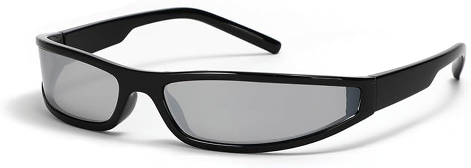 

Женские солнцезащитные очки в узкой прямоугольной оправе в стиле стритстайл, солнцезащитные очки в стиле Y2k, женские винтажные спортивные солнцезащитные очки KTUCN, Black Silver