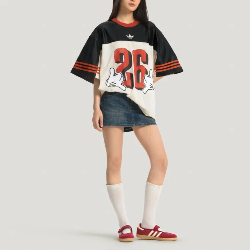Футболка Adidas Originals x Disney с круглым вырезом черно-белая — фото 4