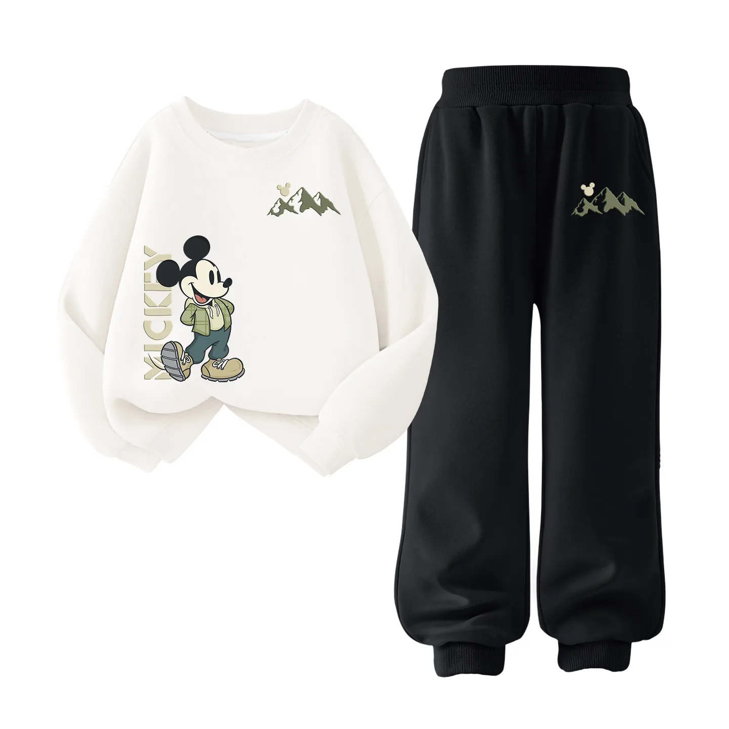 Детская повседневная спортивная футболка с круглым вырезом Disney, Di Yuanxing White+Di Trail Running Mickey Mouse K Gray — фото 3