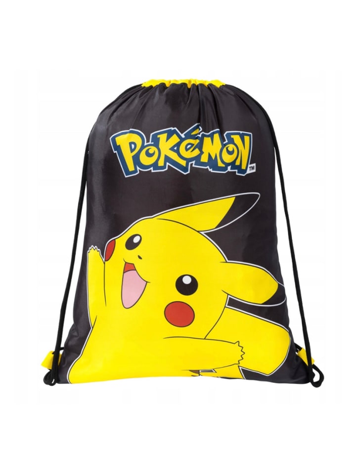

Pokémon Детская спортивная сумка Пикачу с завязками и местом для имени, черная