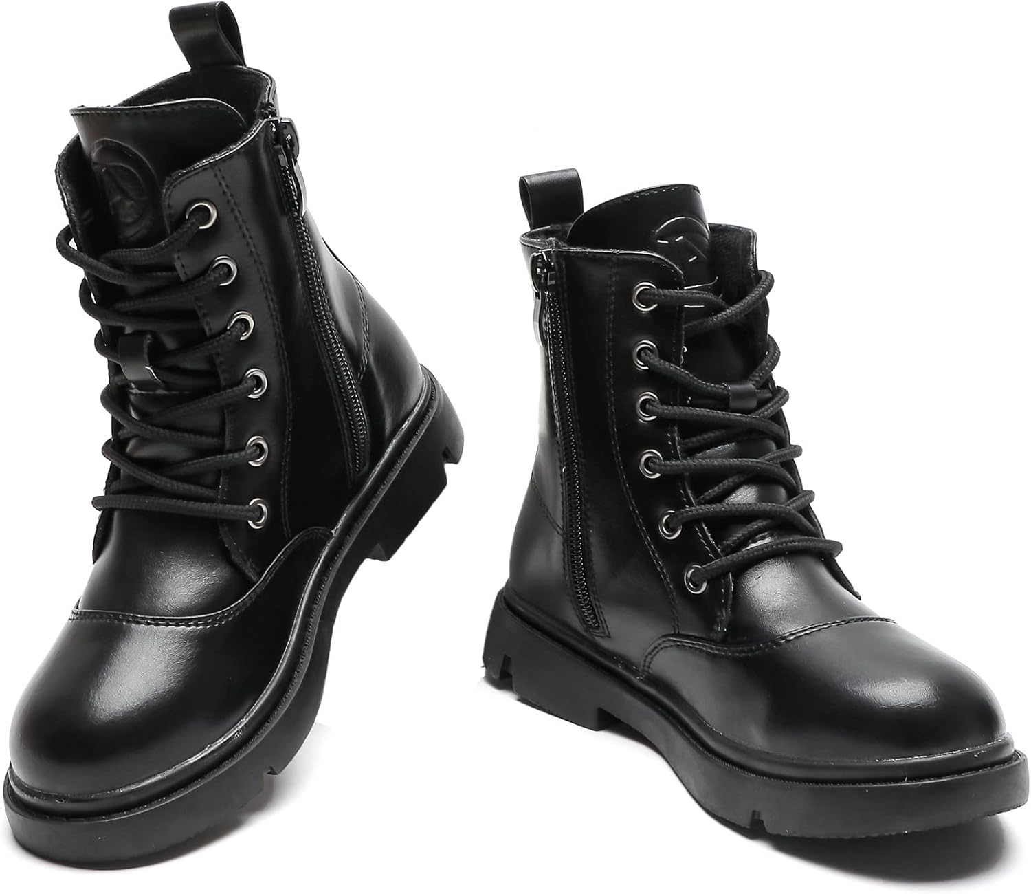 

Детские ботинки kkdom для мальчиков и девочек, водонепроницаемые, с шнуровкой и боковой молнией, средней высоты (для малышей, детей младшего и старшего возраста), Black/Fur Lined