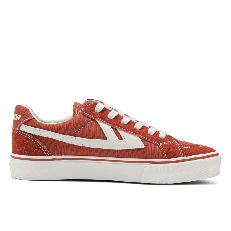Стойкие к скольжению, устойчивые к истиранию, легкие кроссовки Low top Canvas Unisex Rusty Red Beige WARRIOR, Rusty красный бежевый — фото 3