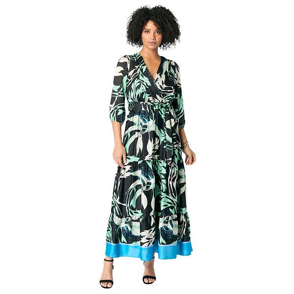 

Женское платье макси с рукавом-фонариком и запахом plus size Roaman'S