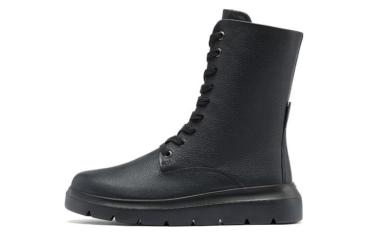Женские кожаные ботинки с тисненым логотипом Nouvelle Ecco, Black