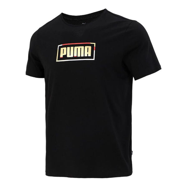 

Футболка contrasting colors logo printing round neck short sleeve black Puma, черный