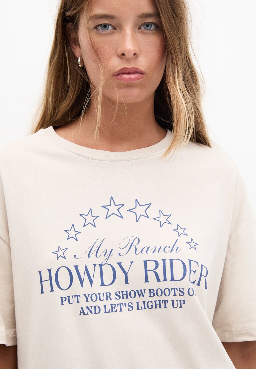 

Футболка с принтом SHORT SLEEVE RODEO PULL&BEAR, бежевый