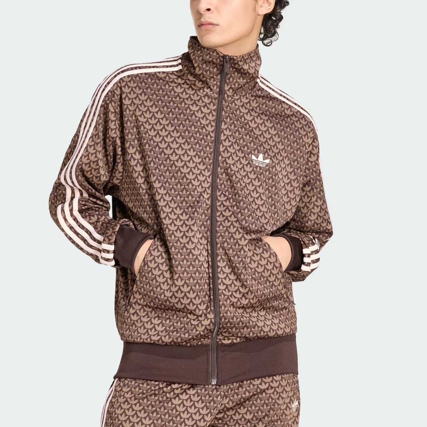 Куртка свободного кроя с монограммой Adidas Originals Aurora Coffee/Earth Tone/Sand Pink — фото 3