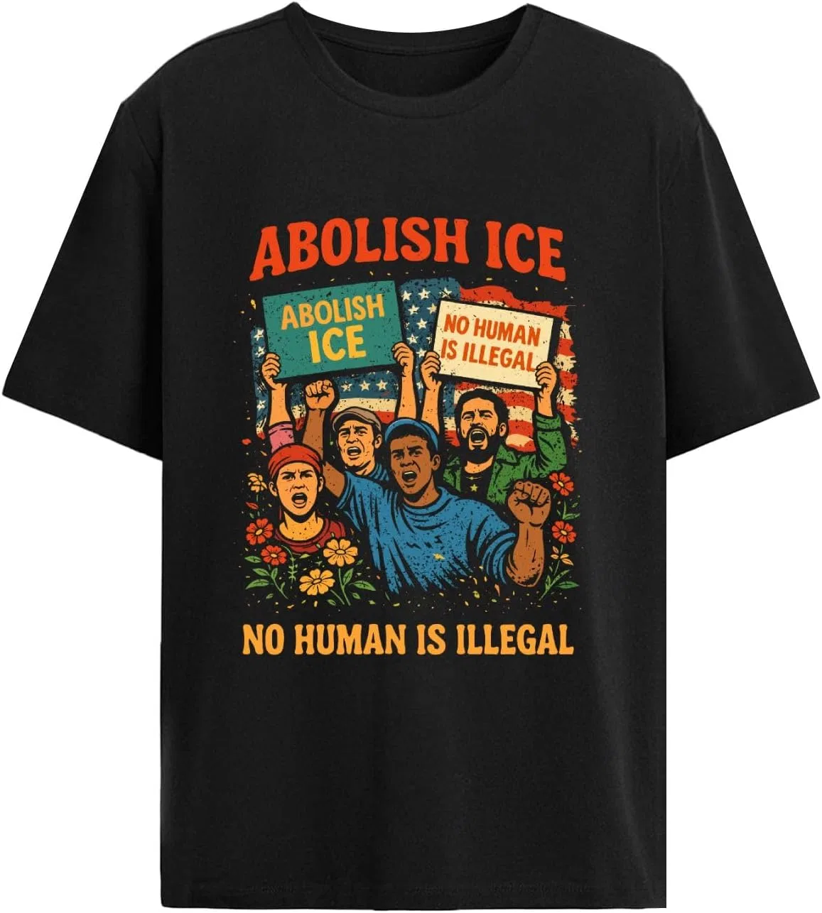 Футболка с принтом Abolish ICES No Human is Illegal для бассейна Generic, черный