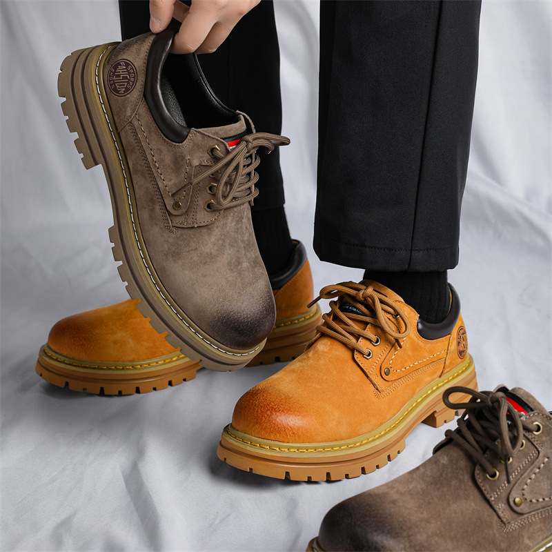 WEISHIBANGWEI Повседневные кожаные туфли мужские - хаки, цвет Khaki (Leather Shoe Size) — фото 3