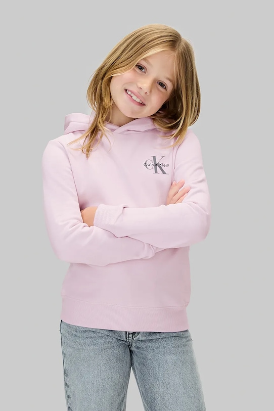 

Детская хлопковая толстовка Calvin Klein Jeans, розовый