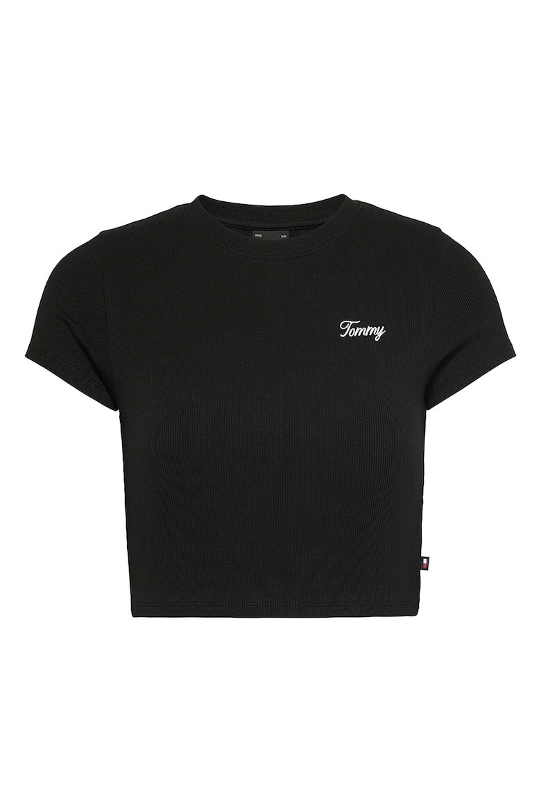 

Короткая футболка с рваным логотипом Tommy Jeans, черный