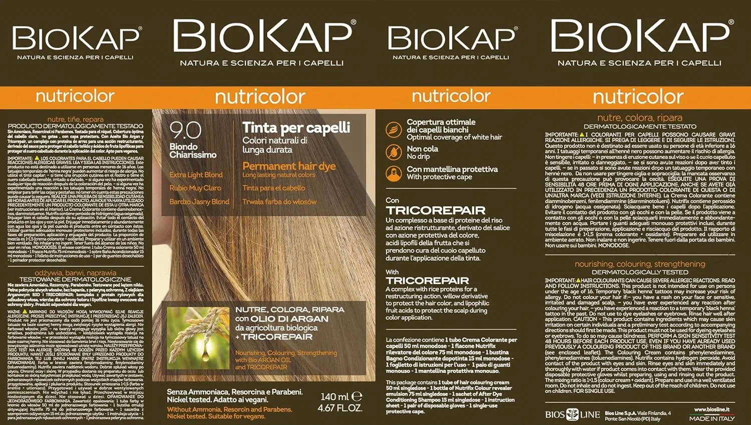 Краска для волос Biokap Nutricolor оттенок 9.0 очень светлый блонд Bios Line — фото 3