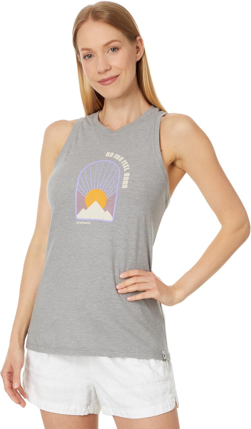 

Топ Smartwool Morning View Graphic Tank, цвет Light Gray Heather