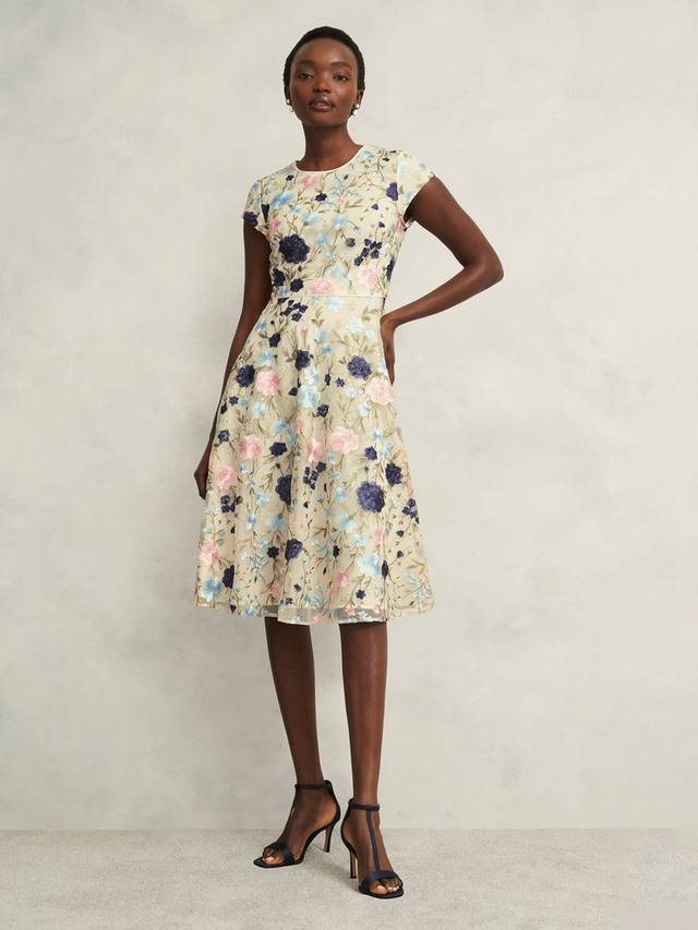 

Платье Tia с цветочной вышивкой Hobbs, Cream/Multi