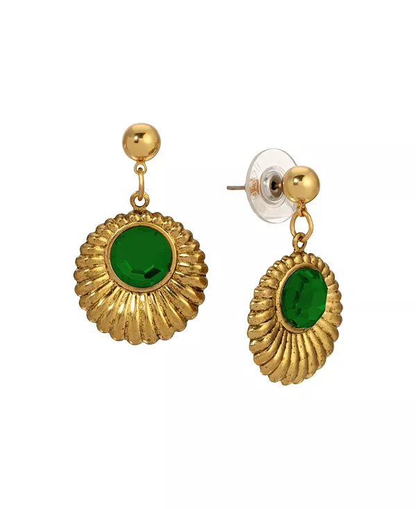 

Круглые серьги-подвески с кристаллами золотистого оттенка 2028, green