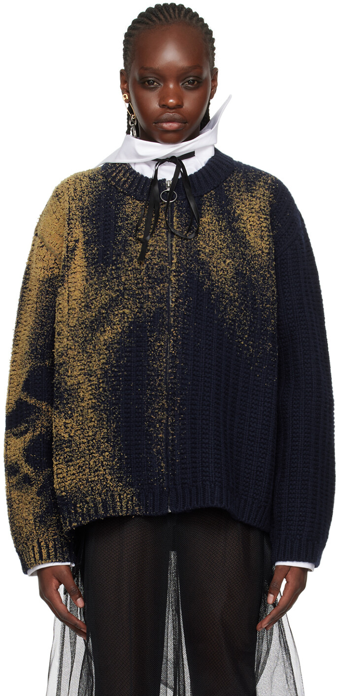 

Темно-синий свитер с флоковым принтом Maison Margiela, цвет Navy