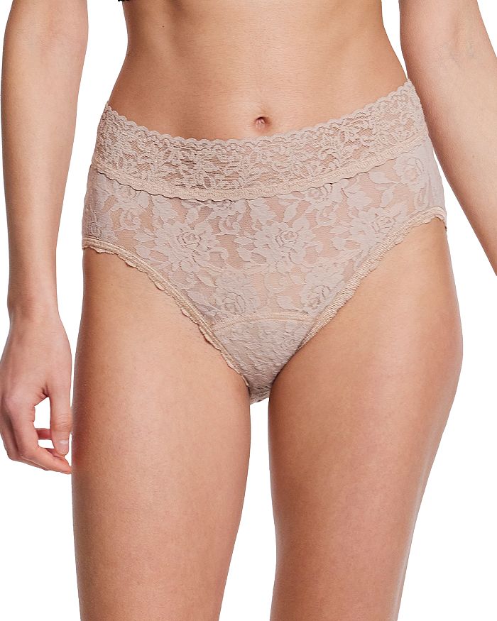 

Сигнатурные кружевные трусики-слипы с защитой от протекания Hanky Panky, коричневый/бежевый