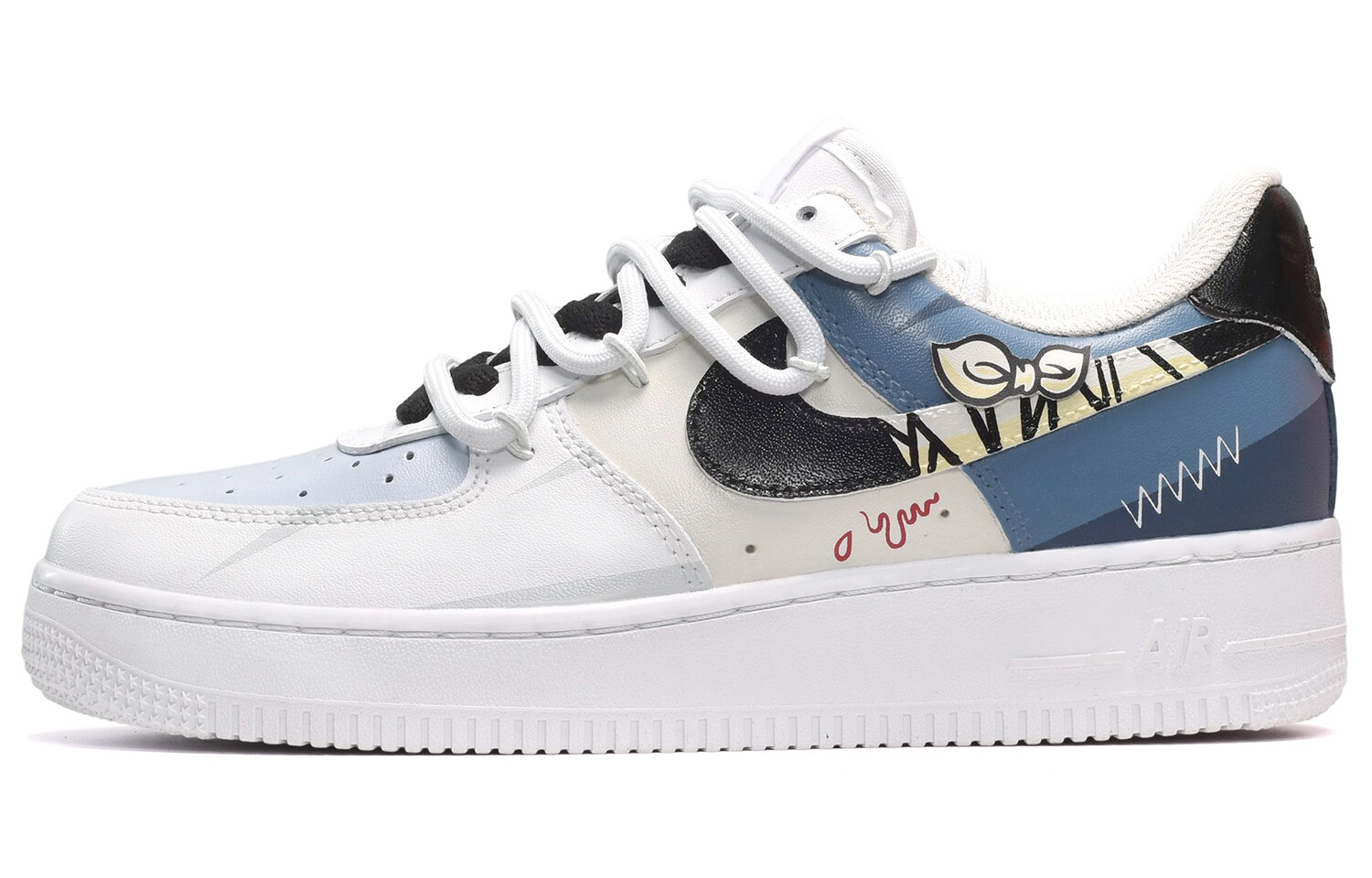 

Кроссовки Nike Air Force 1 Skateboard Shoes Men Low-Top Black White Blue