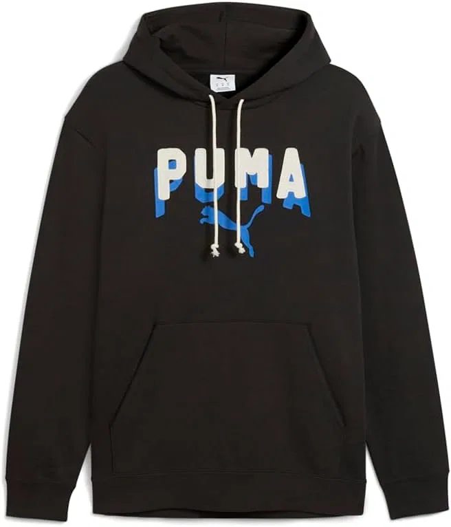 Мужская толстовка PUMA Essentials Double Up Hoodie, спортивная верхняя одежда, повседневная - черная