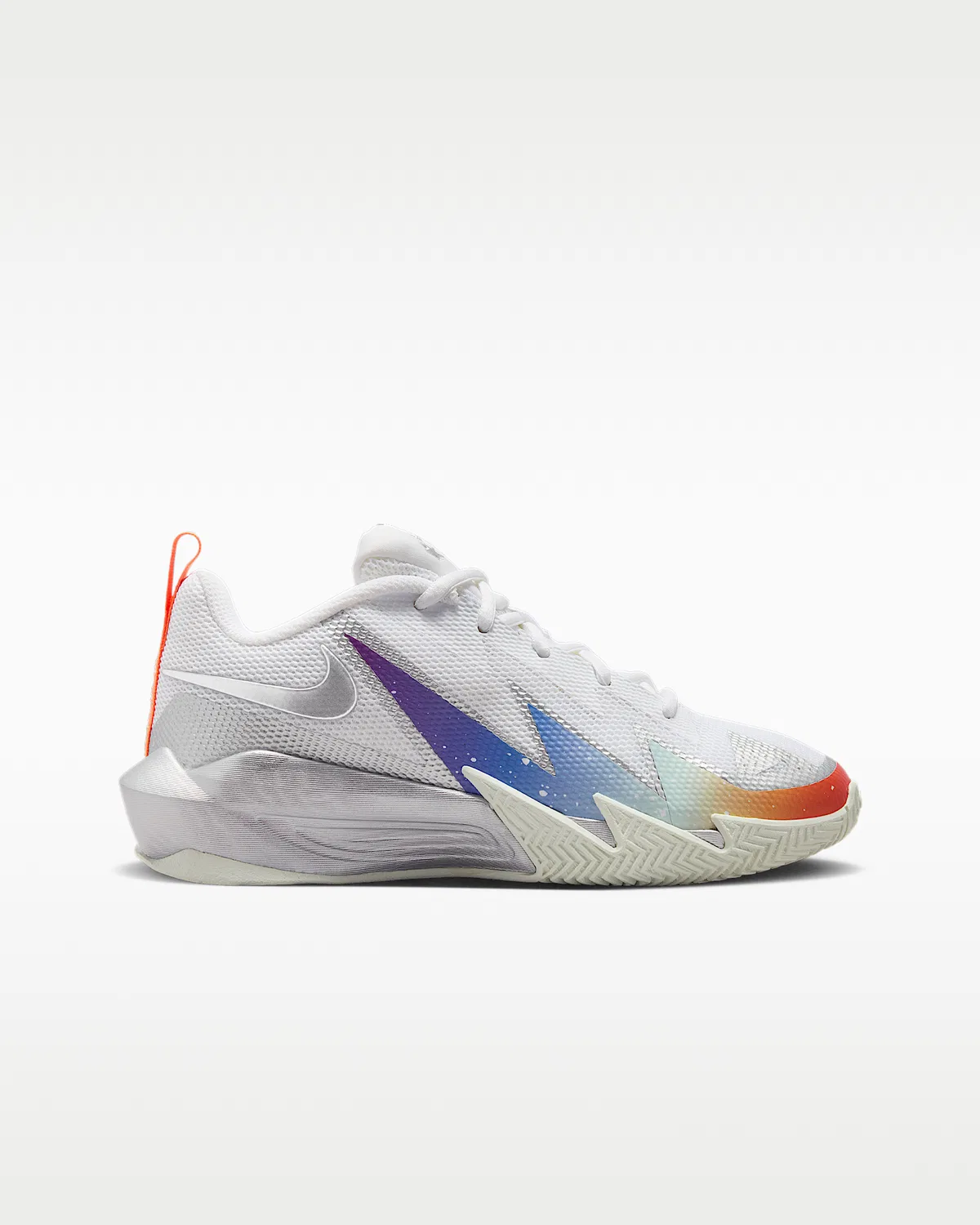 Кроссовки баскетбольные Nike S.T. Dynamite для старших детей, White/Metallic Silver/Orange Frost/Metallic Silver — фото 3