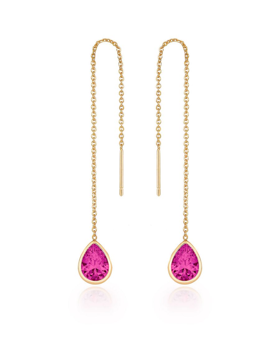 

Позолоченные серьги-подвески с цепочкой и кристаллами ETTIKA, Fuchsia