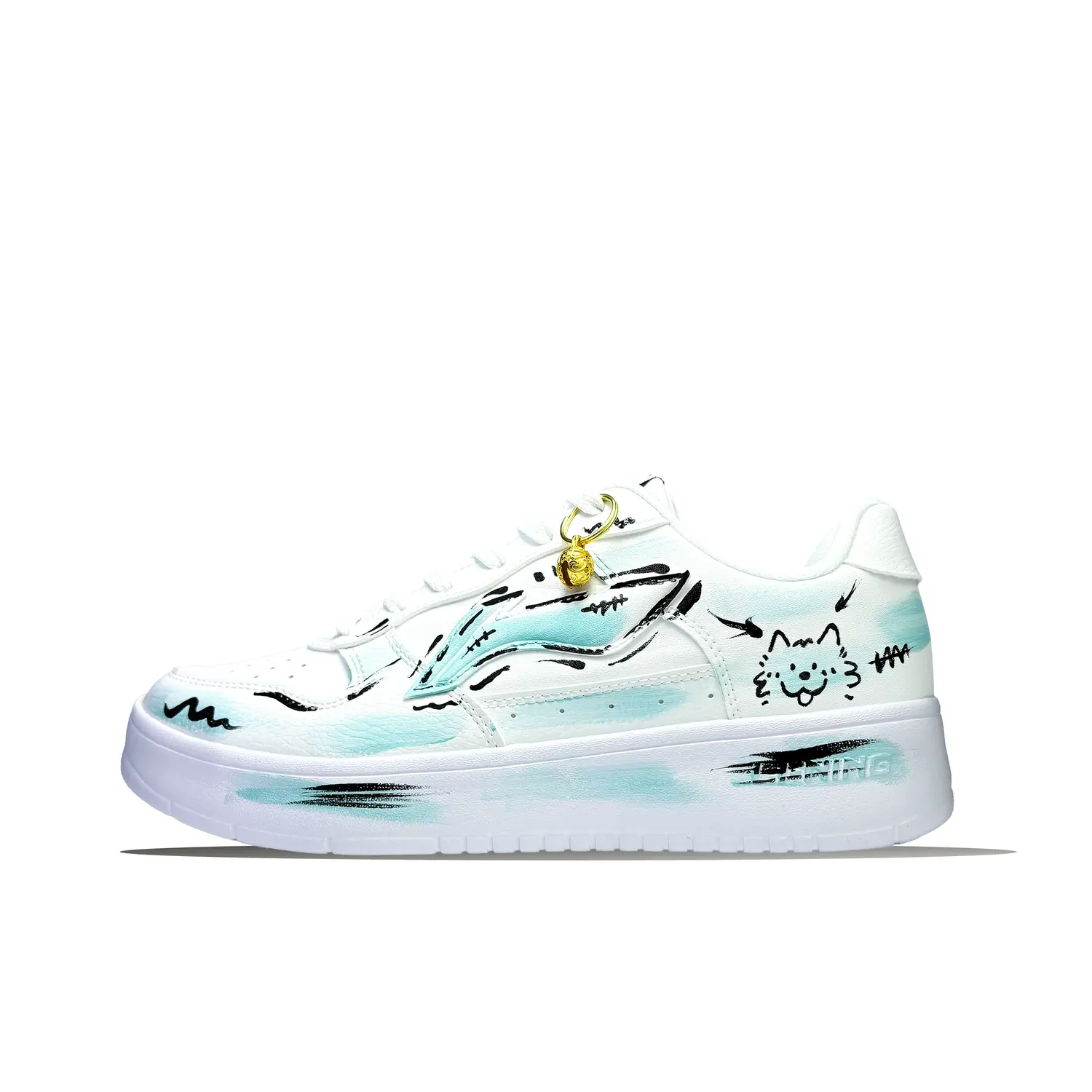 

Li Ning Floating Boat Ink Cute Dog устойчивые к истиранию, легкие и дышащие скейтборд-кроссовки Unisex Teal Li-Ning, белый синий зеленый graffiti