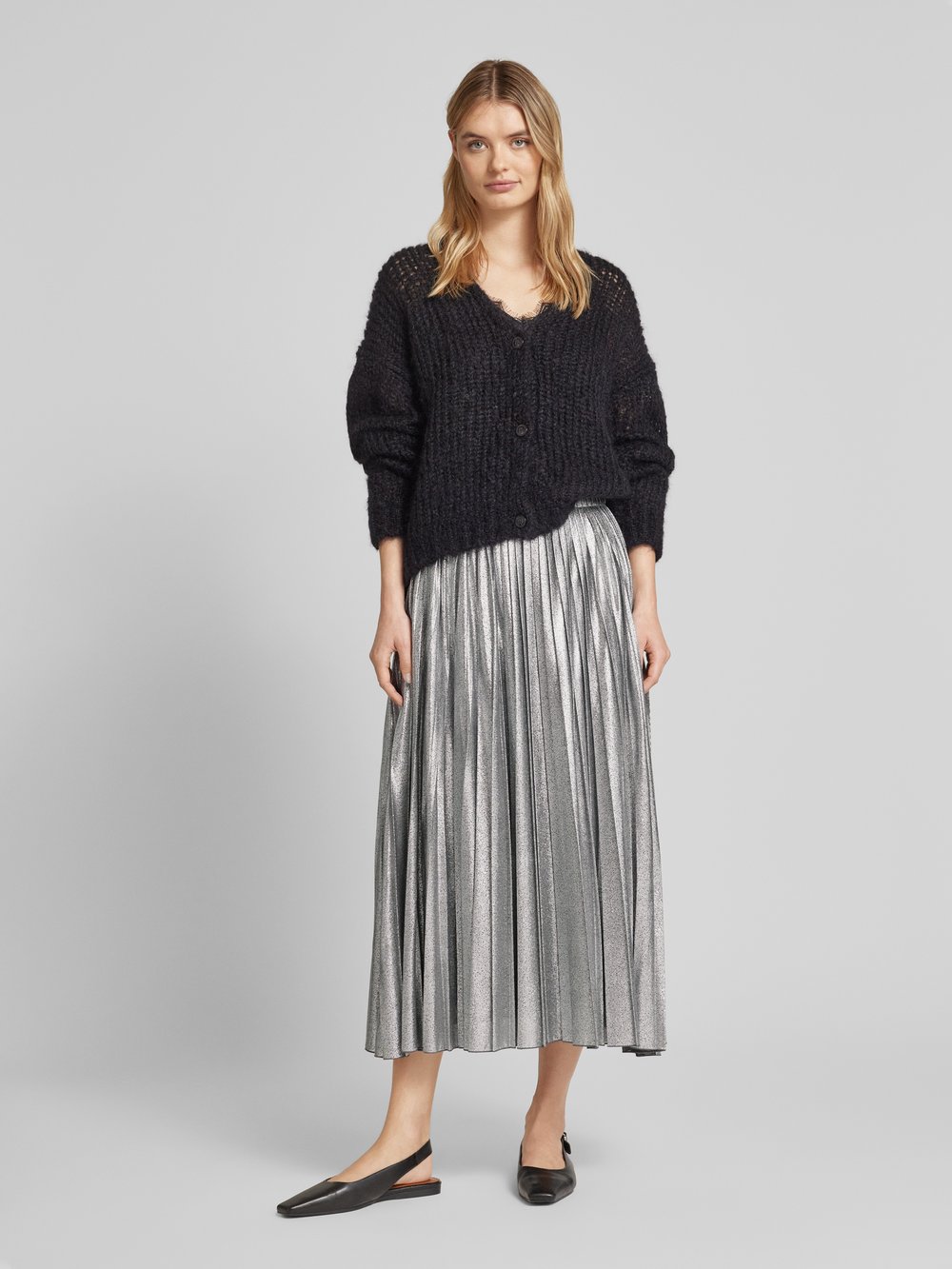 

Юбка миди со складками модель «ГАММА» Weekend Max Mara, серебряный