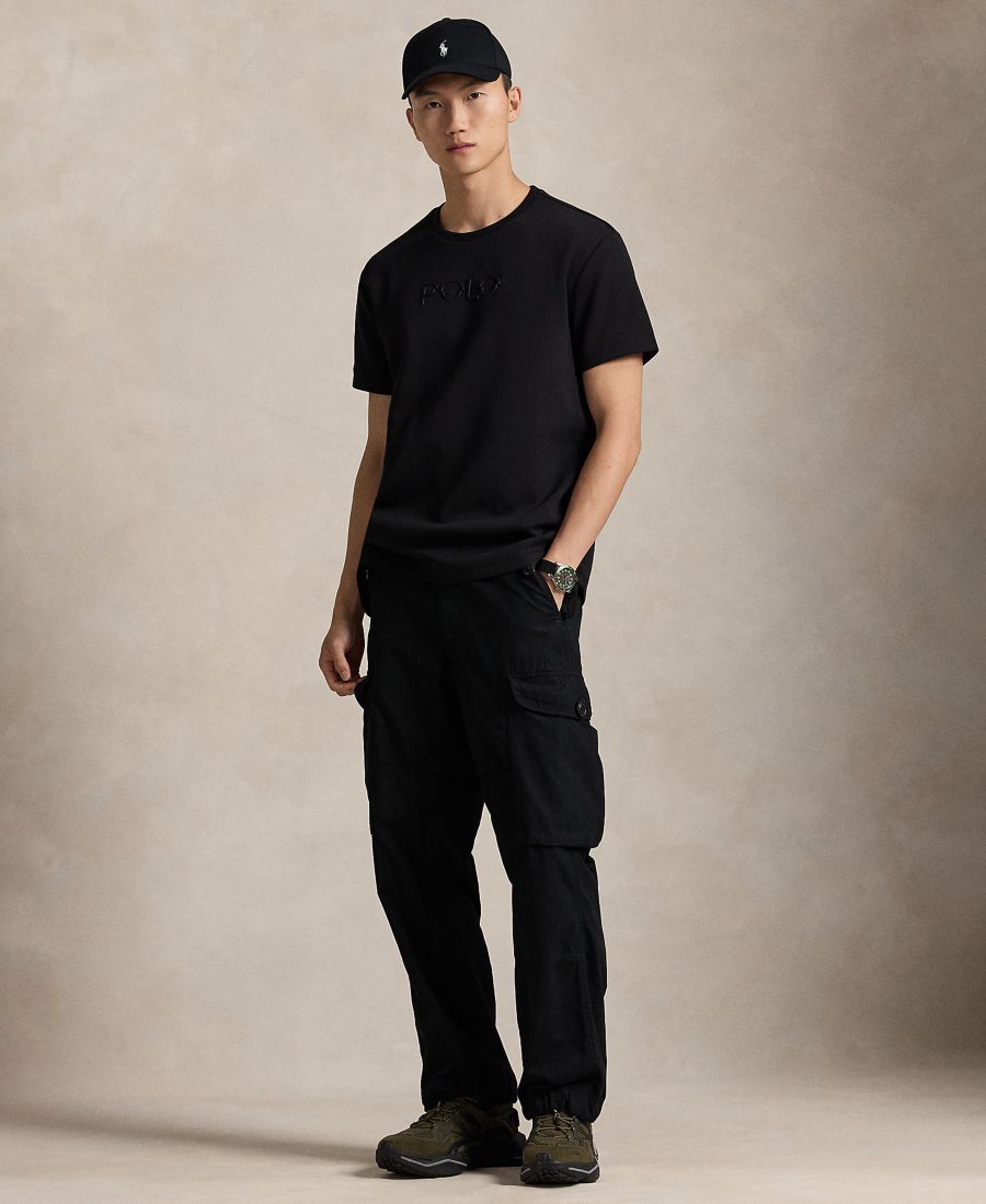 Мужская классическая трикотажная футболка с логотипом, двойной вязки Polo Ralph Lauren, Polo Black — фото 2
