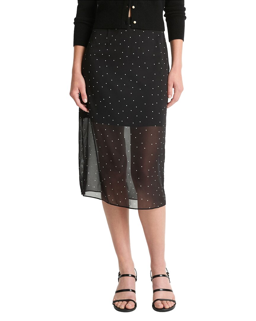

Прямая юбка Vince Sheer Dot из смесового шелка, черный