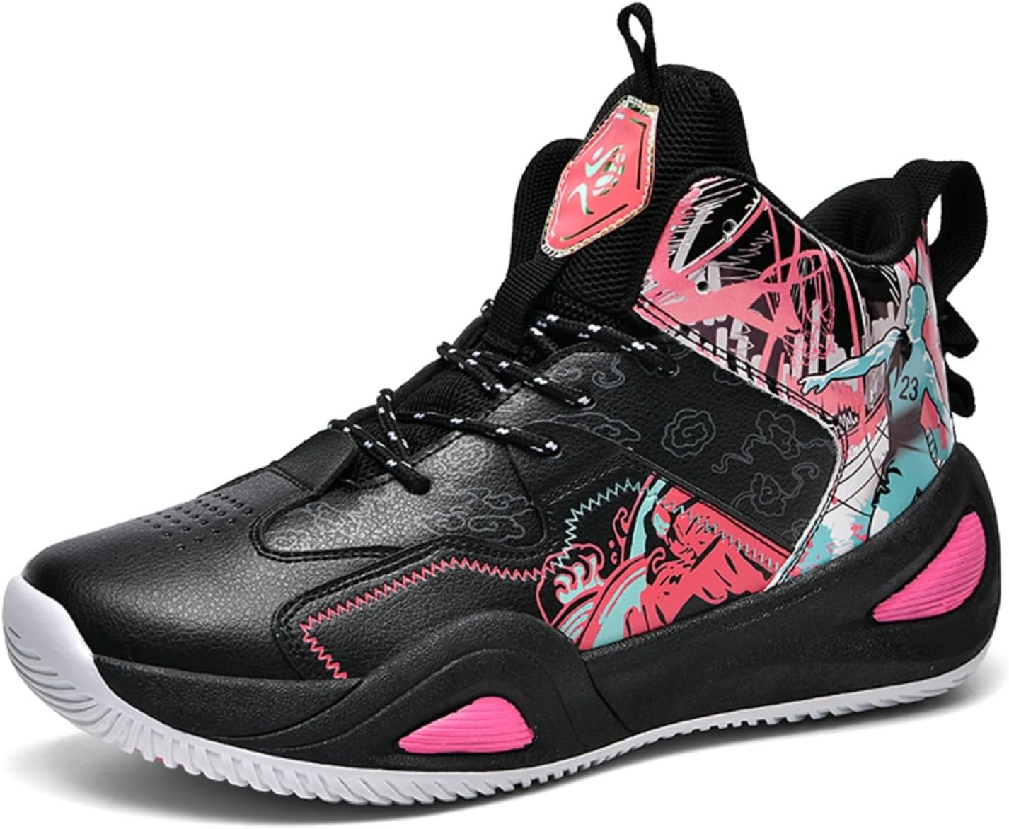 

Мужские дышащие баскетбольные кроссовки на шнуровке, модные, с высоким берцем, противоскользящие, для повседневной носки, тренировок, тенниса, пробежек и ходьбы Boaobaihuo