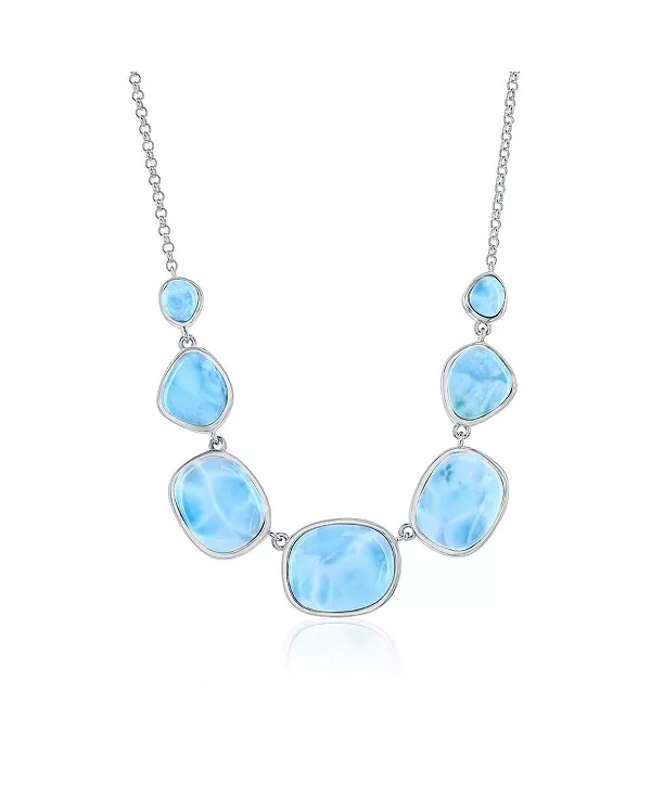 

Ожерелье из стерлингового серебра с ларимарами неправильной формы Caribbean Treasures, larimar