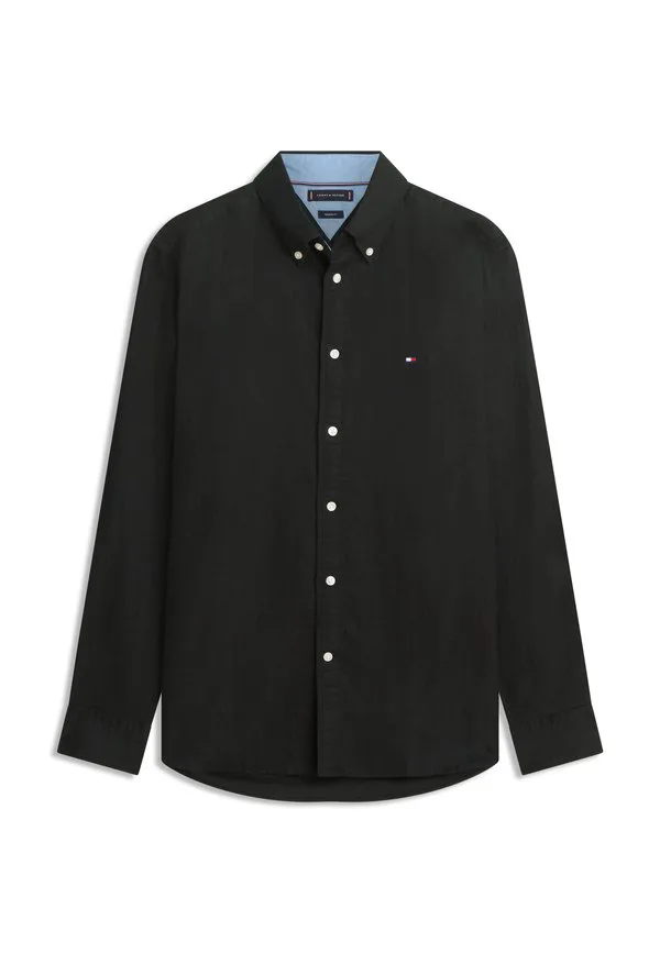 Рубашка-Рубашка прямого кроя из смесовой льняной ткани. Tommy Hilfiger, Black — фото 4