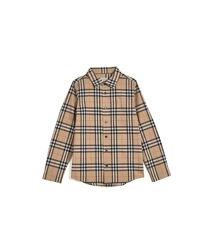 Рубашка с клетчатым принтом Owen Burberry Kids, Sand IP Check