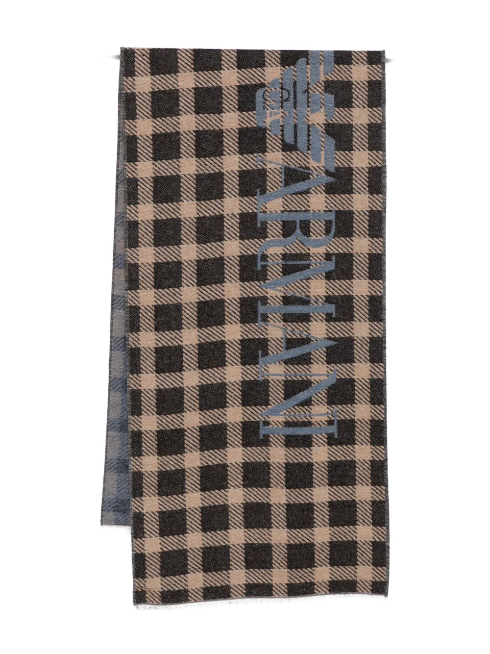 

Шарф с логотипом в клетку EMPORIO ARMANI, черный