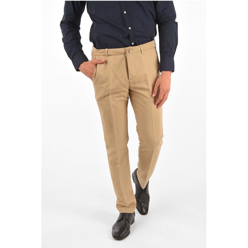 

Брюки из хлопка и льна Corneliani, Beige