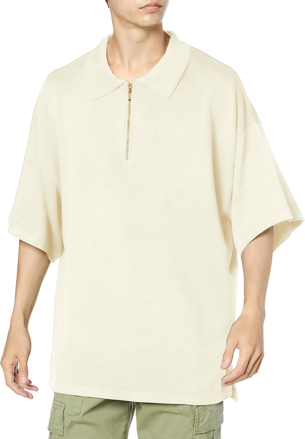 

Мужская трикотажная рубашка-поло с коротким рукавом и застежкой-молнией до середины груди Null 50438, белый