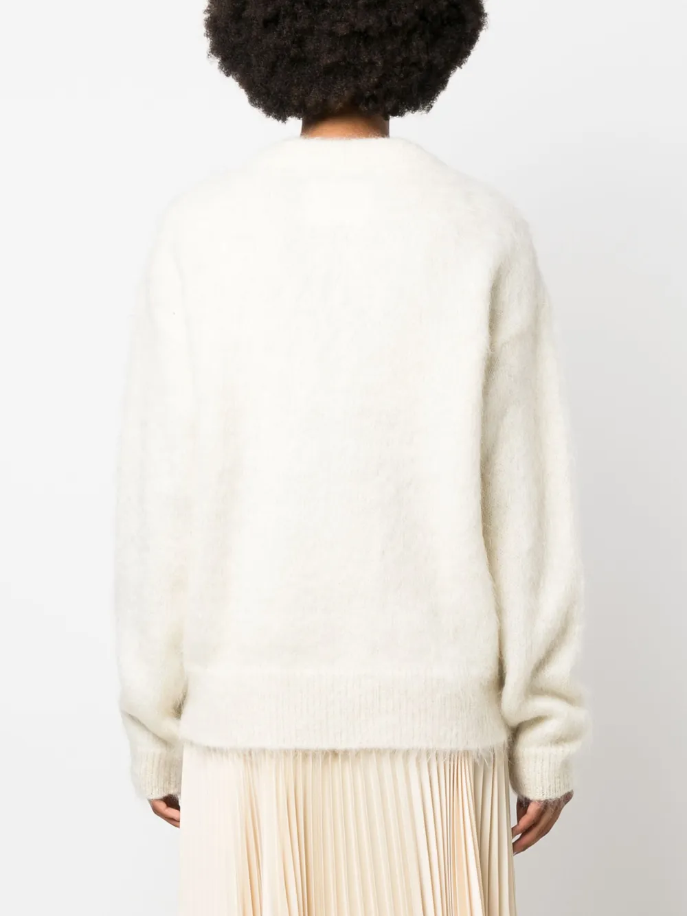 Вязаный джемпер с вышитым логотипом JIL SANDER, белый — фото 4