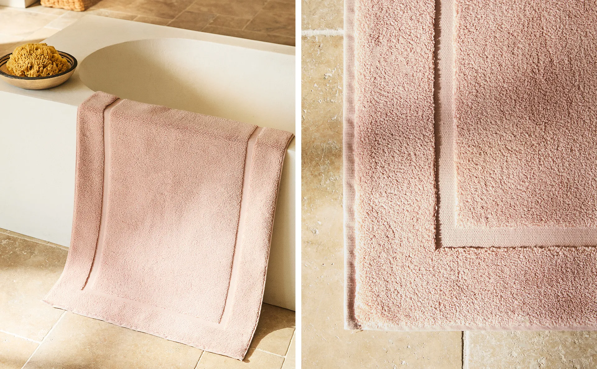 

Нескользящий мягкий махровый коврик для ванной Zara Home, розовый