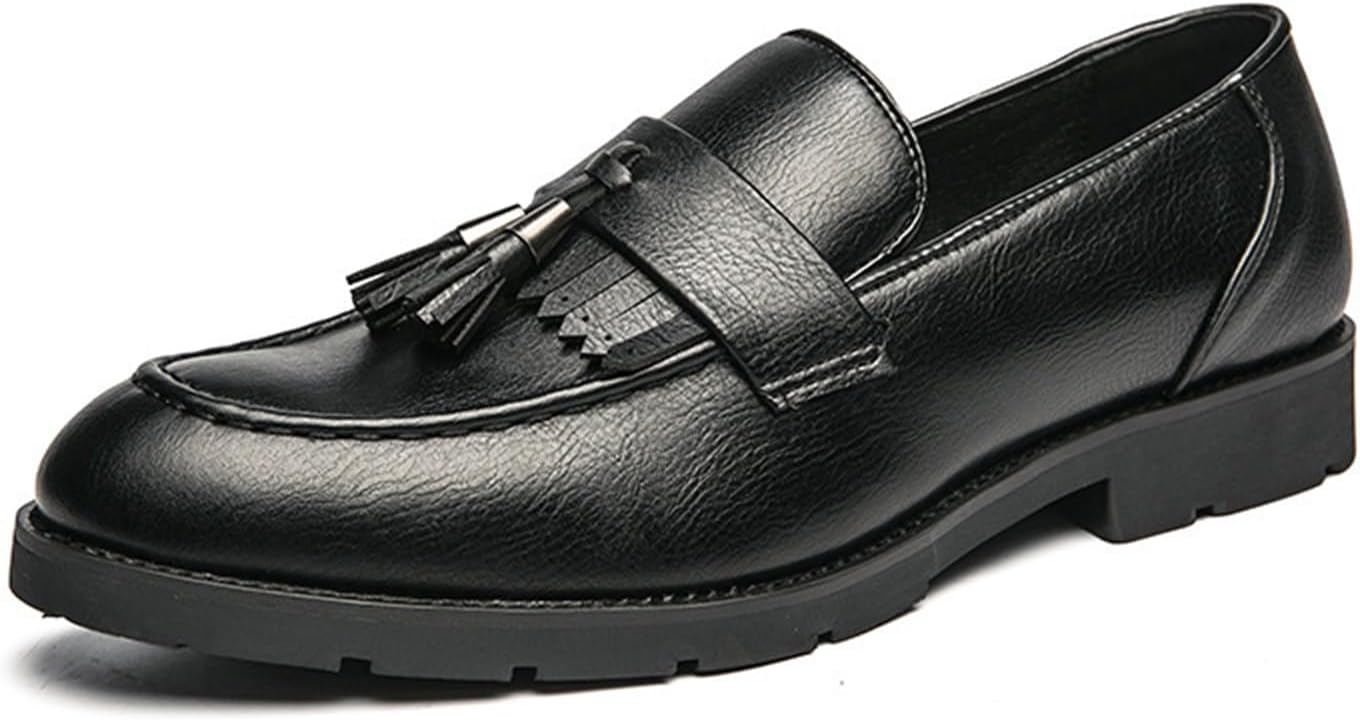 

Мужские лоферы с кисточками, низкий широкий каблук, удобные, дышащие кожаные деловые туфли типа 'пенни' для повседневной носки, работы и вождения Bzikbge, черный